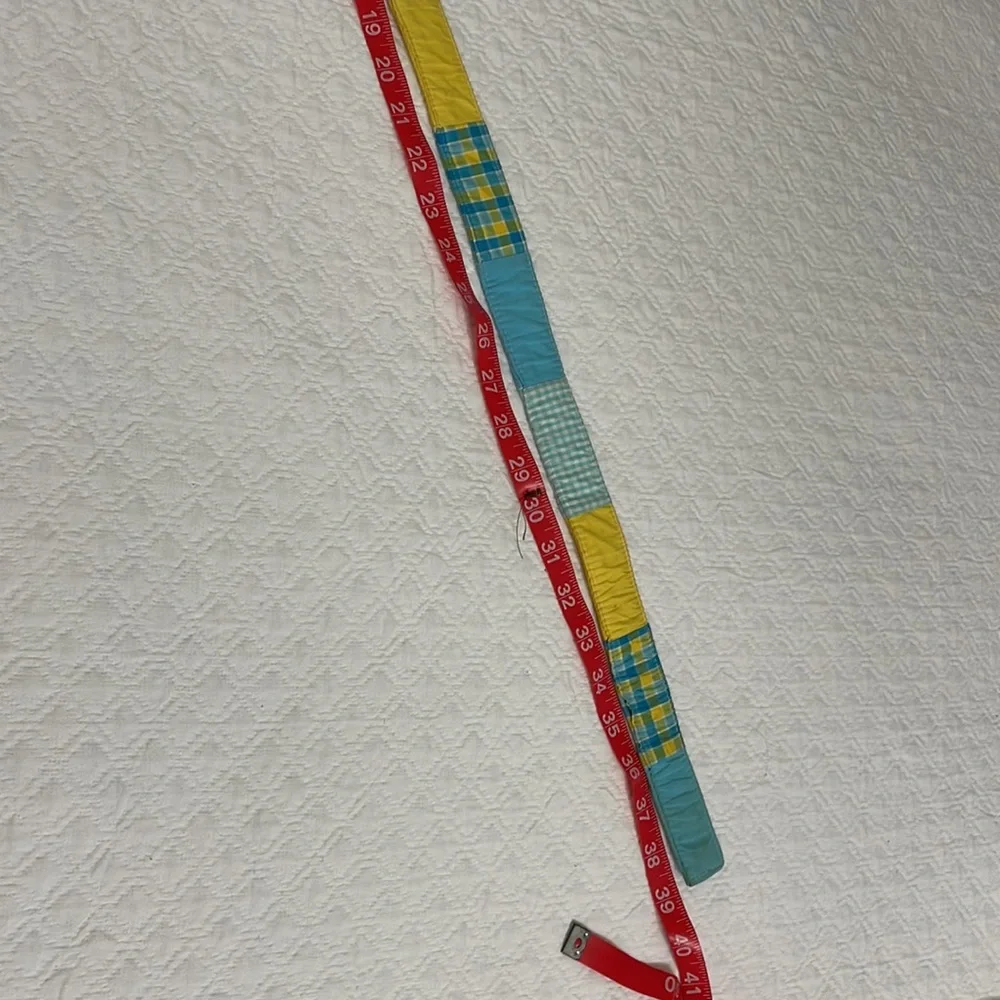 Lilly Pulitzer yellow blue womens plaid vintage d ring belt s small